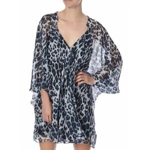 Diane Von Furstenberg Silk Blue Fleurette Leopard Festival Party Mini Dress 4